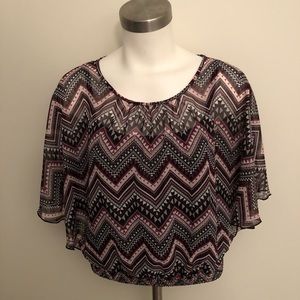 NWT sheer top with banded bottom & built in cami